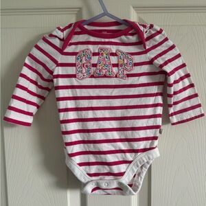 GAP Baby Pink and White Striped Bodysuit 3-6 months